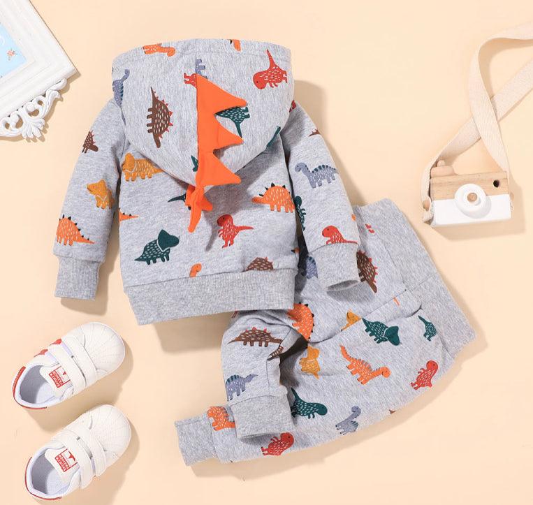 2pcs Baby Boy Long-sleeve Hooded Dinosaur Baby boy  Sets Cotton Long-sleeve Baby Clothes - Mycia Boutique