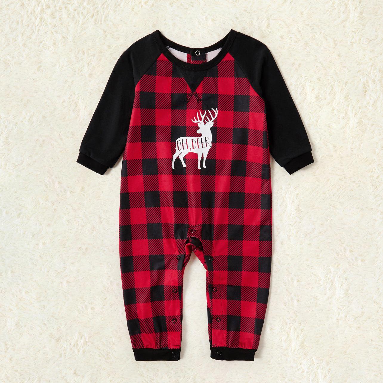 Women’s Christmas Deer Print Plaid Design Family Matching Pajamas Sets - Mycia Boutique