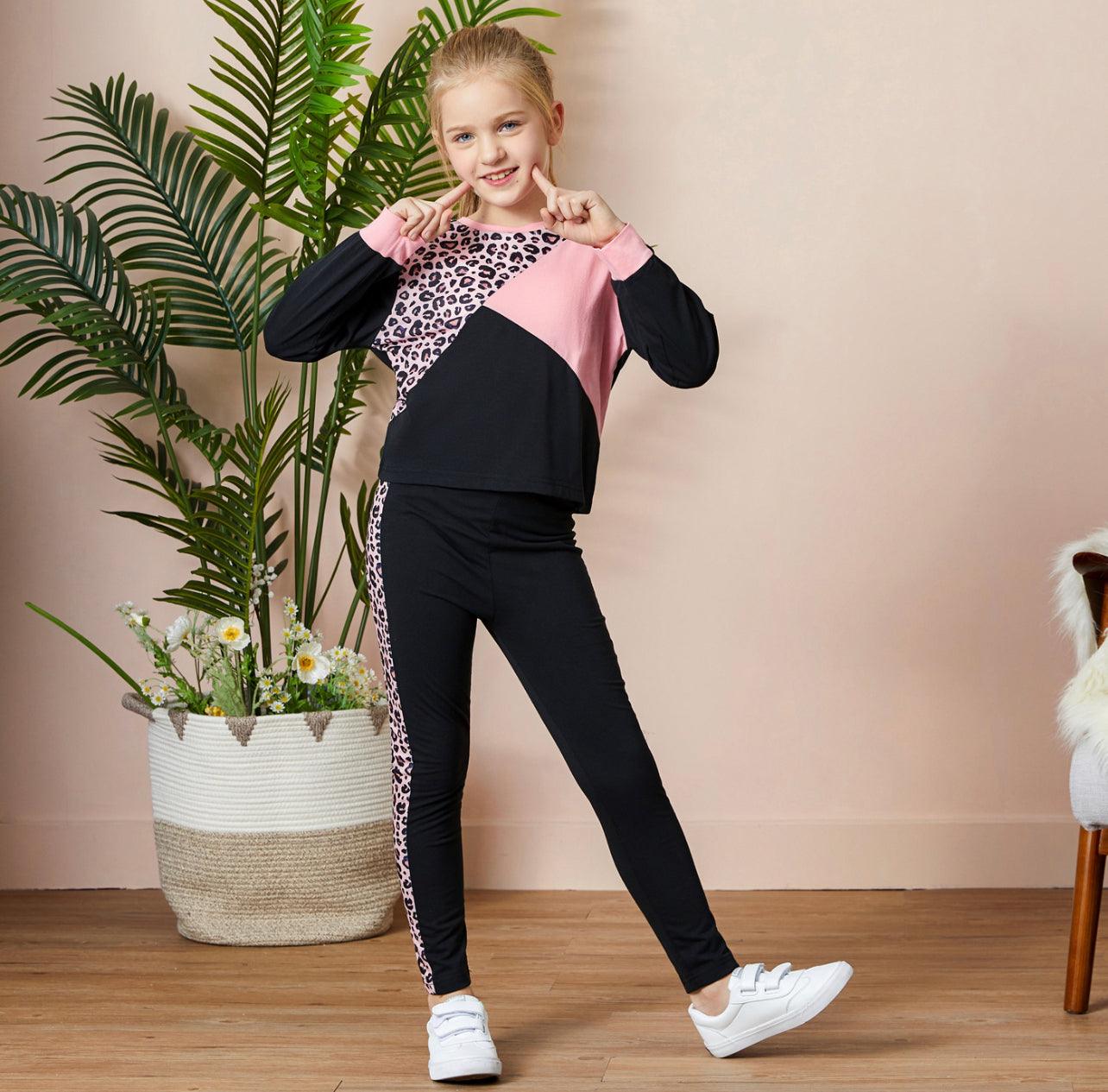 Fashinable Kid Girl Leopard & Color Block Set - Mycia Boutique