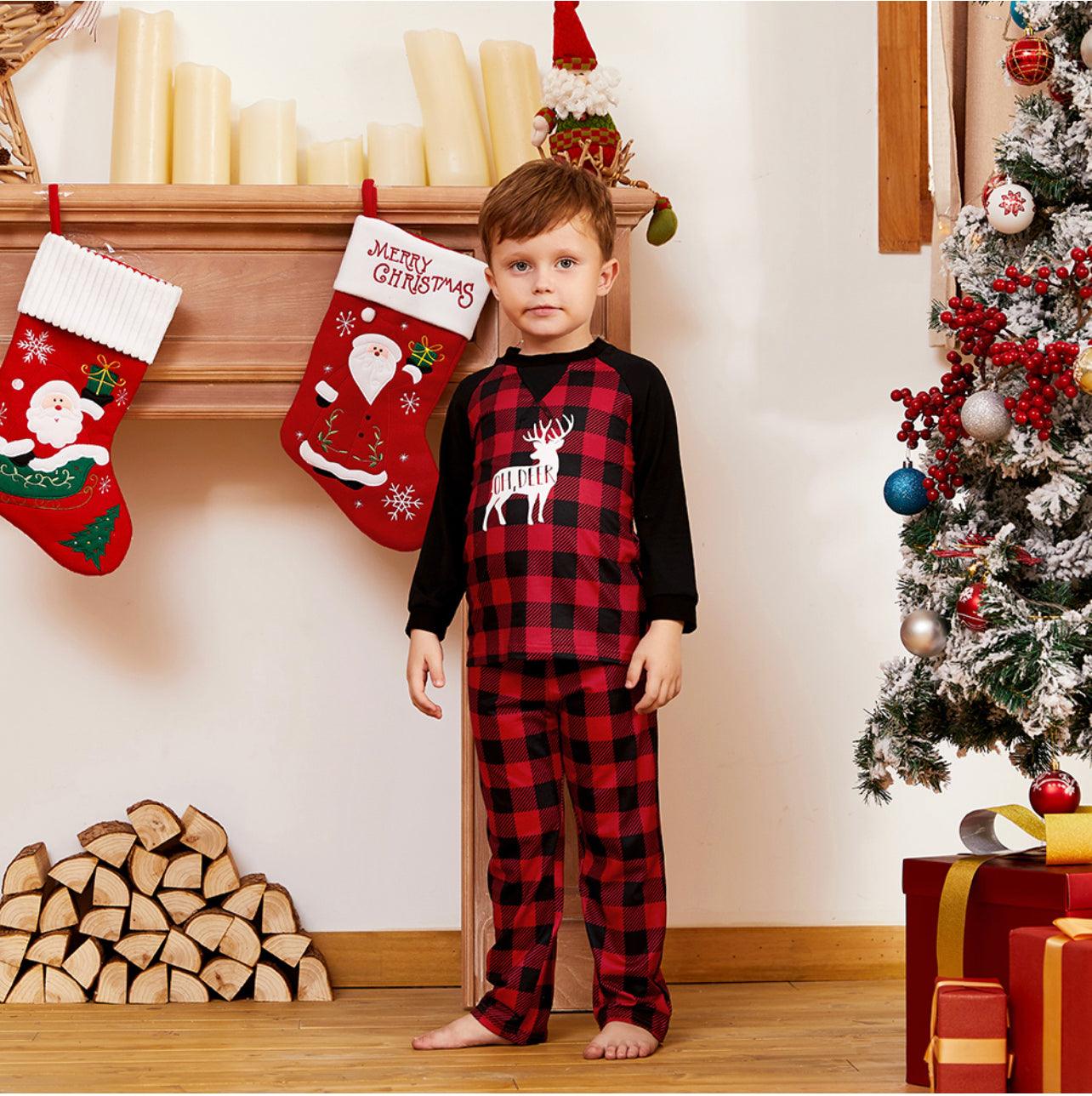 Men’s Christmas Deer Print Plaid Design Family Matching Pajamas Sets - Mycia Boutique