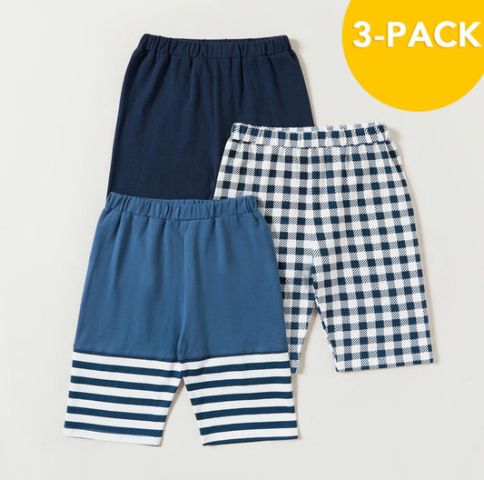 3-piece Boy’s Solid Striped Plaid Elasticized Shorts - Mycia Boutique