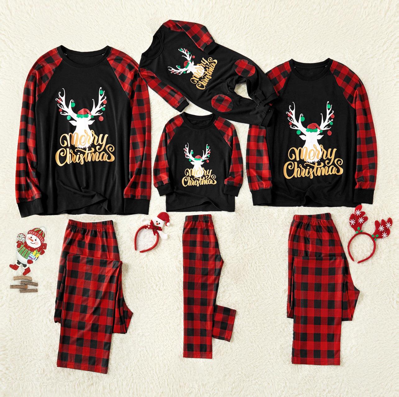 Men’s Merry Christmas Letter Print Matching Pajamas Sets for Family - Mycia Boutique