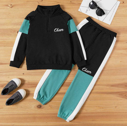 Boy Zip Half Sweatshirt Sweatpants Set - Mycia Boutique