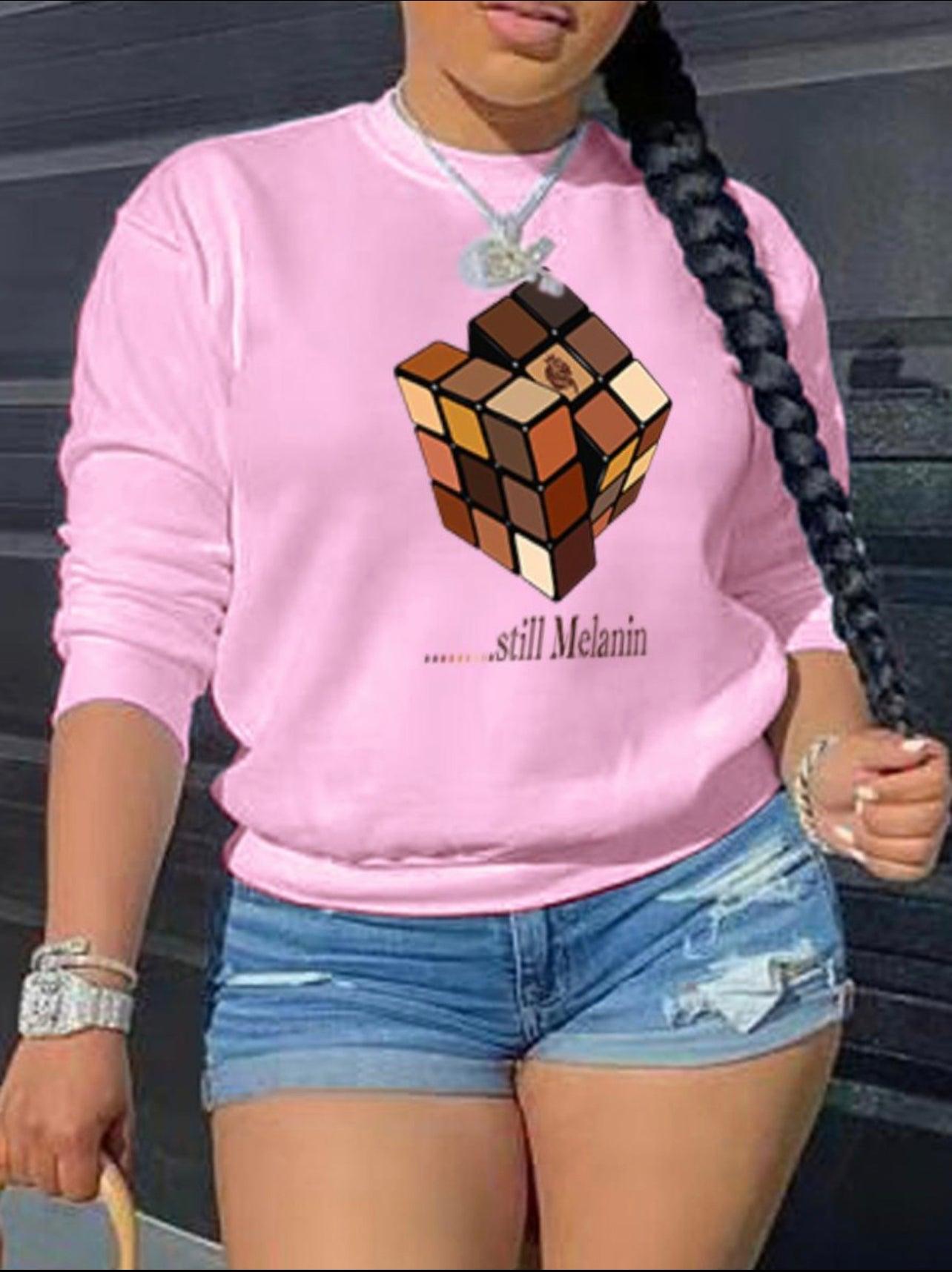 Women’s Cube Print design sweatshirt - Mycia Boutique