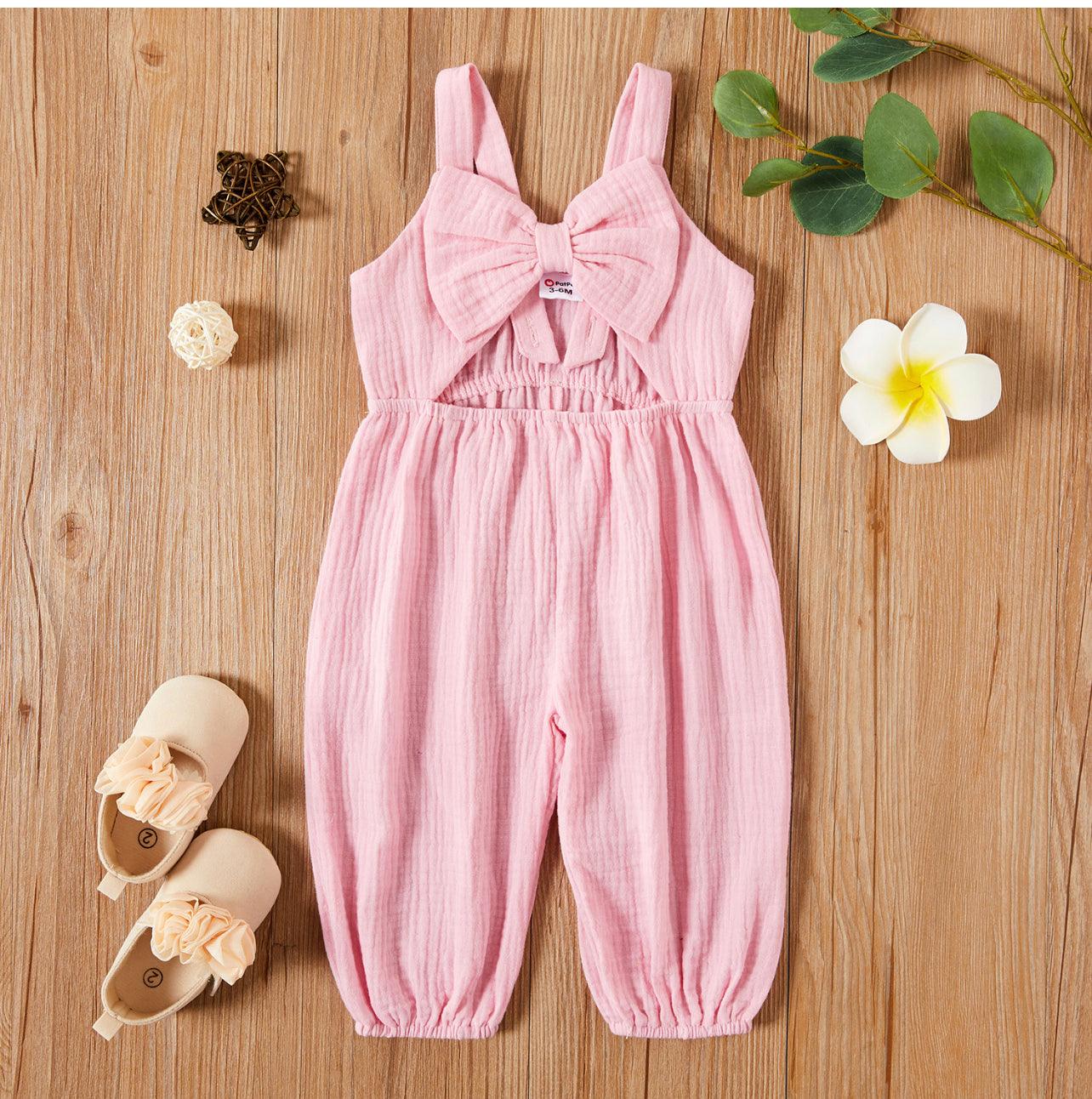 Baby Girl Solid Sleeveless Ruffled Jumpsuit - Mycia Boutique