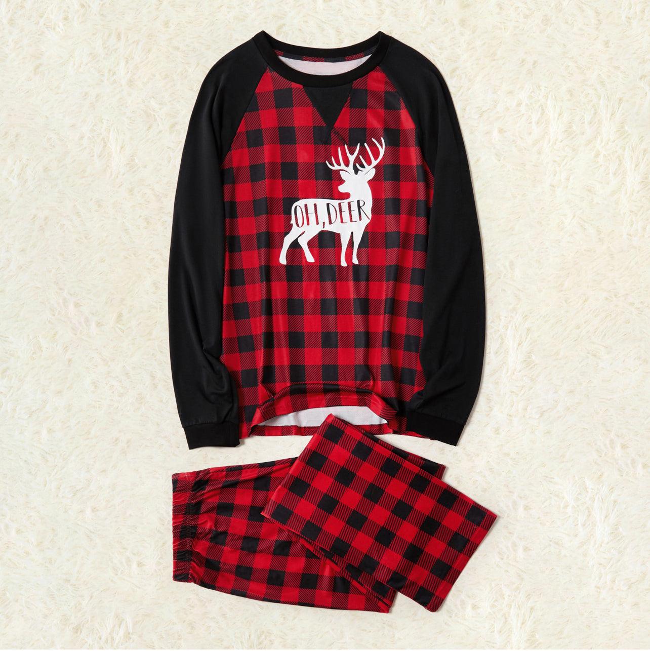 Women’s Christmas Deer Print Plaid Design Family Matching Pajamas Sets - Mycia Boutique