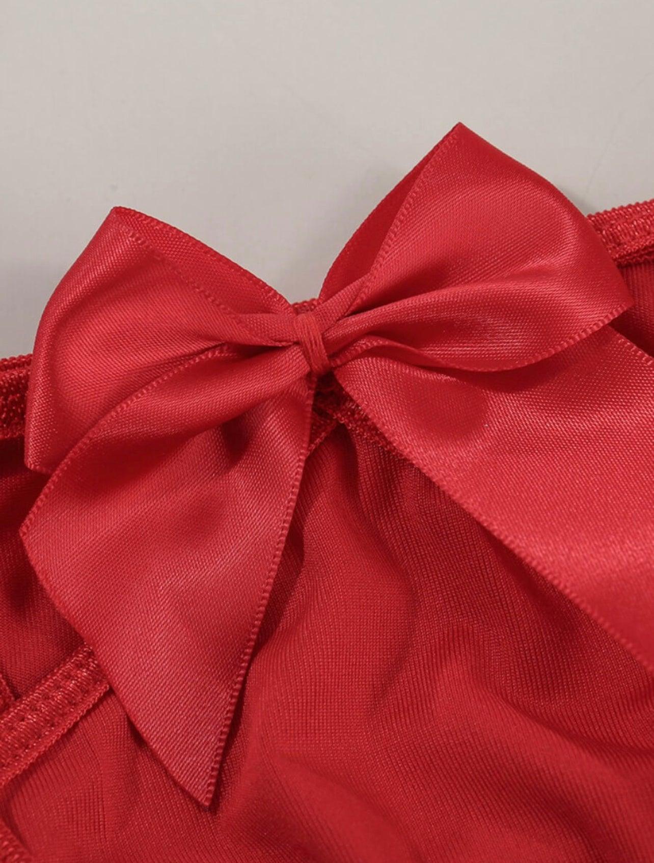 MYÇIA Cutie Red Satin Bow lingerie - Mycia Boutique