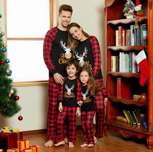 Women’s Merry Christmas Letter Print Matching Family Pajama Sets for Family - Mycia Boutique