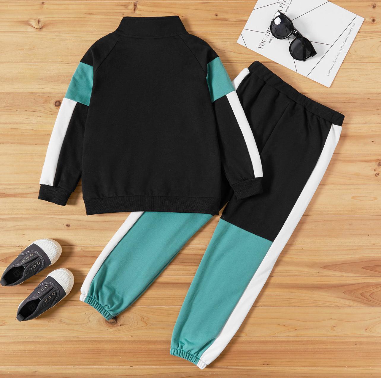 Boy Zip Half Sweatshirt Sweatpants Set - Mycia Boutique