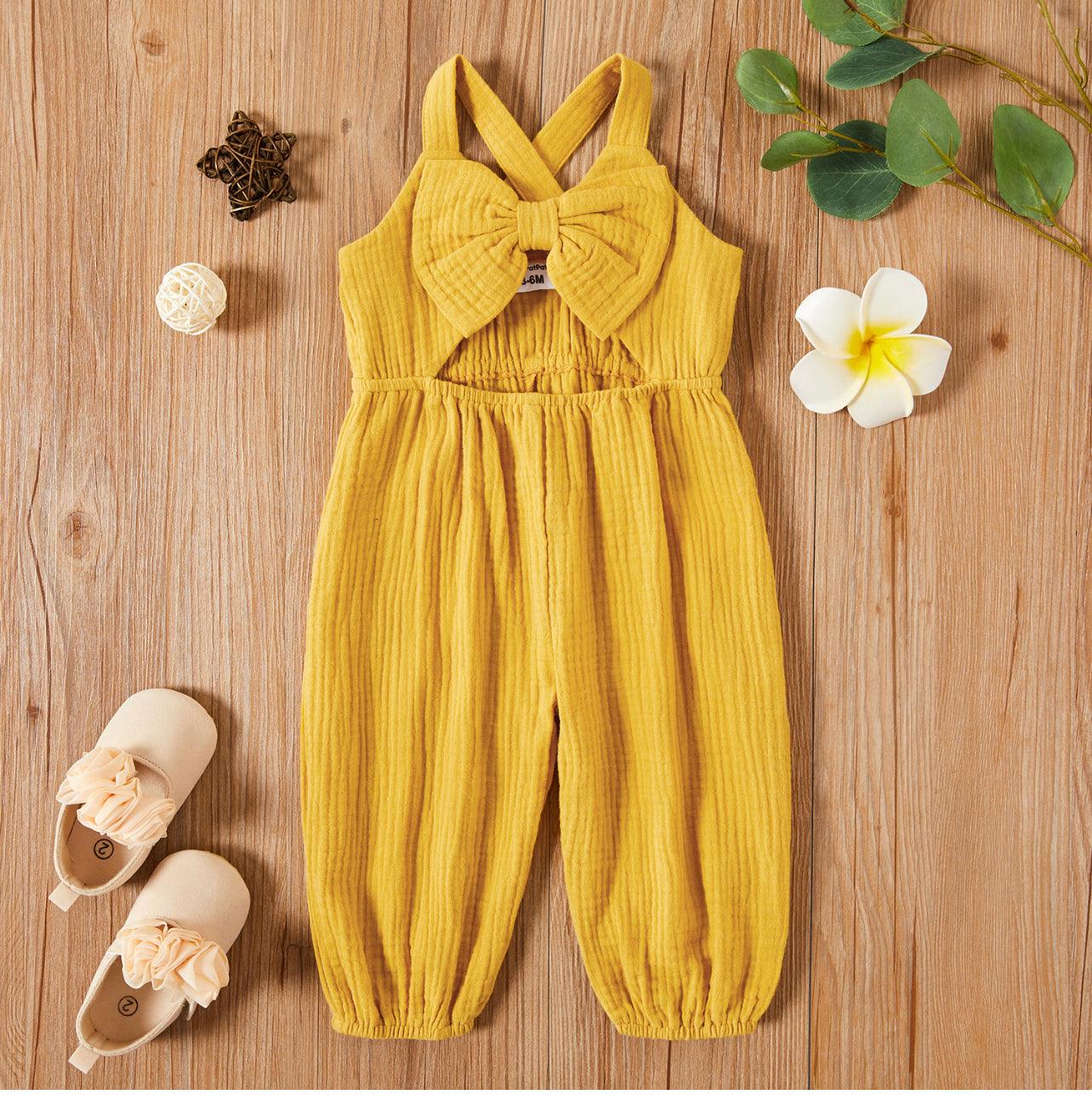 Baby Girl Solid Sleeveless Ruffled Jumpsuit - Mycia Boutique