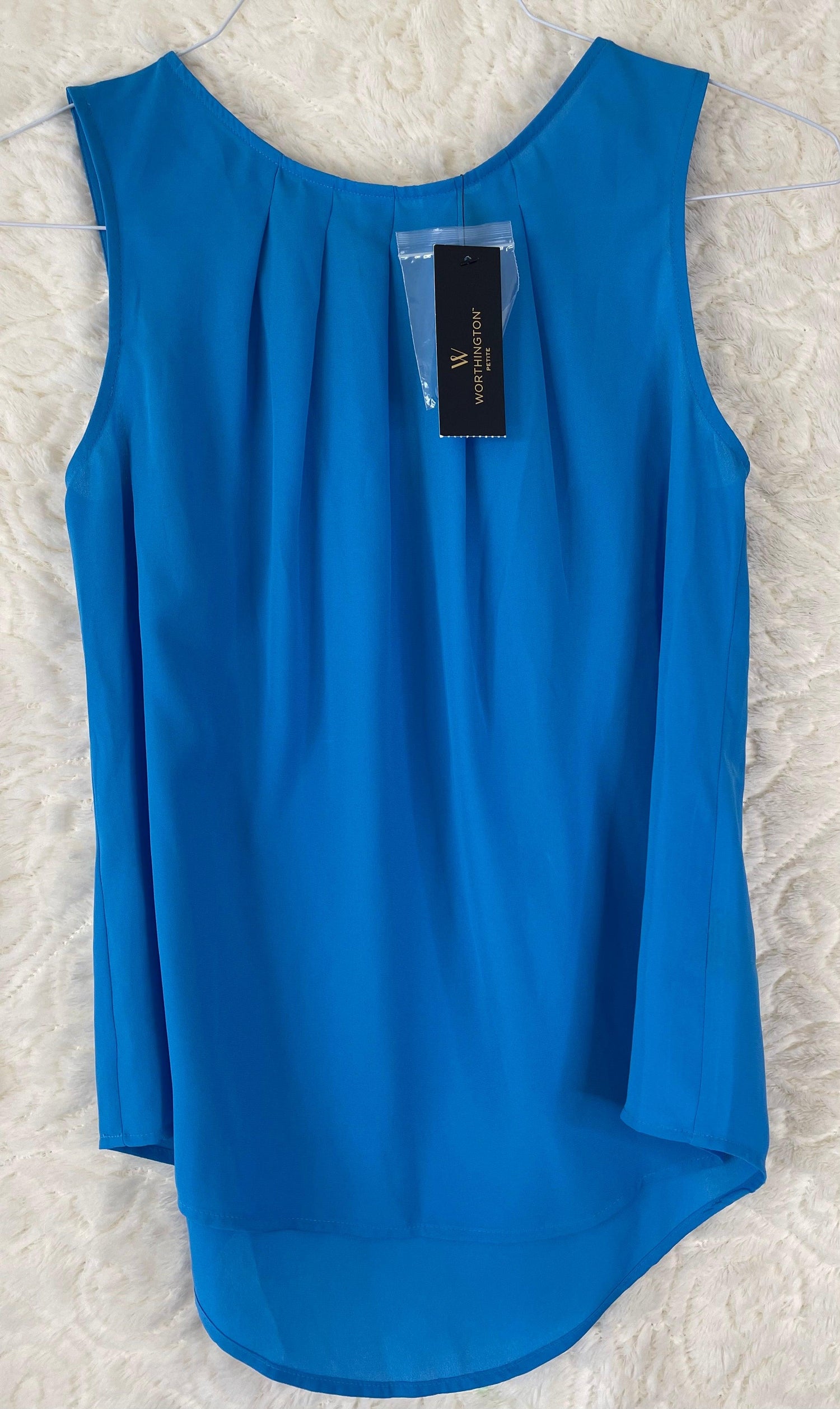 Womens Blue Sleeveless Scoop Neck Top - Mycia Boutique